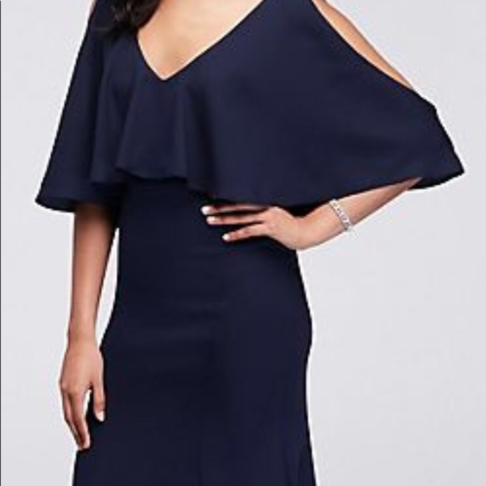 Sleeveless Crepe Mermaid Gown with Flounce